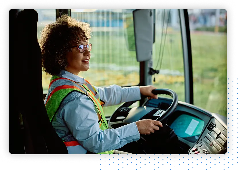 Woman driving a Bus